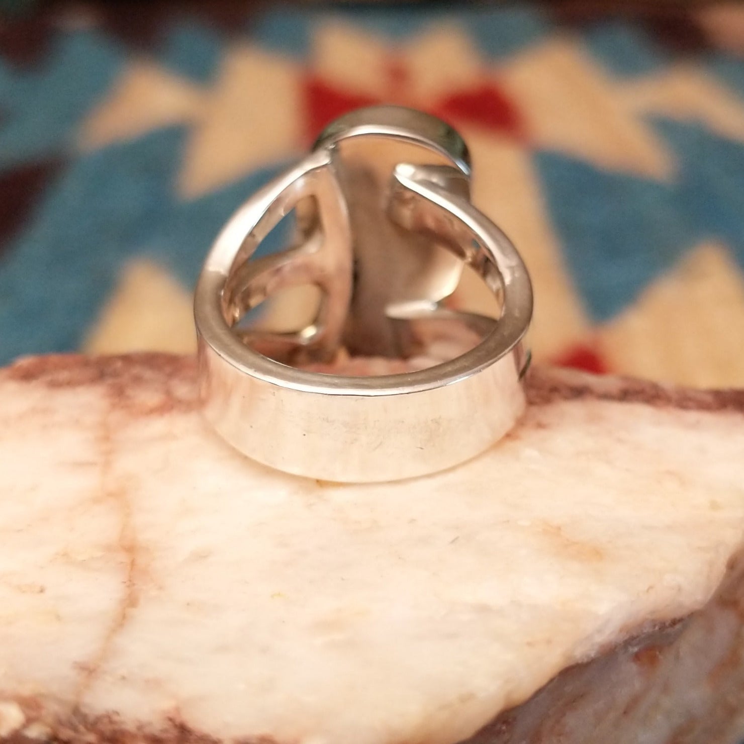Sterling silver ring with Arizona blue opal set in the teardrop bezel.